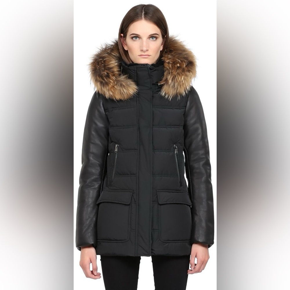 Mackage Orla-F5 Black Down w Leather & Fur Coat Small